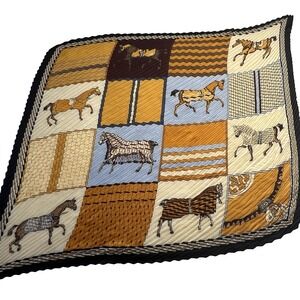 Vtg Equestrian Horse Scarf‎ Regal Classy Silky Slinky Old Money Classy Women Men